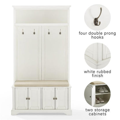 Bowery Hill Traditional Wood Hall Tree in Seafoam Blue/Oatmeal