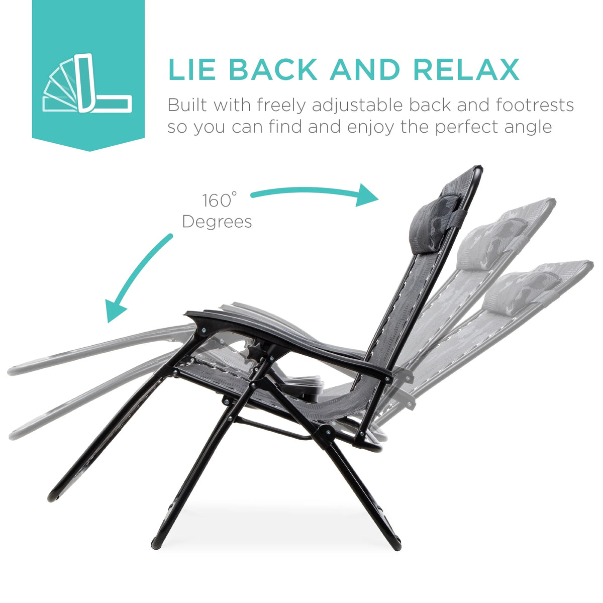 Best Choice Products Set of 2 Zero Gravity Lounge Chair Recliners for Patio, Pool w/ Cup Holder Tray - Gray
