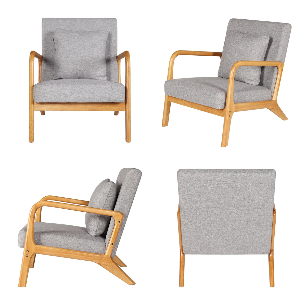 JULY'S SONG Mid Century Modern Accent Chair Set of 2, Linen Upholstered Reading Chairs for Living Room, 25.6" W Fabric Comfy Armchair, Beige