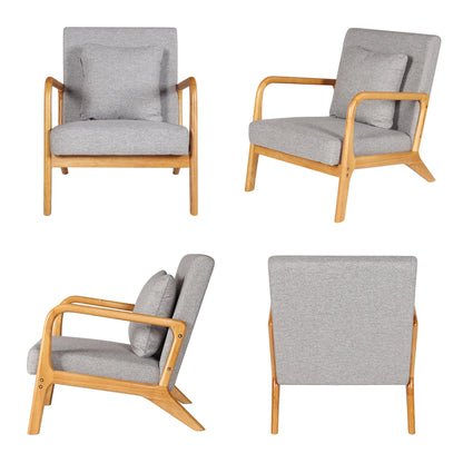 JULY'S SONG Mid Century Modern Accent Chair Set of 2, Linen Upholstered Reading Chairs for Living Room, 25.6" W Fabric Comfy Armchair, Beige