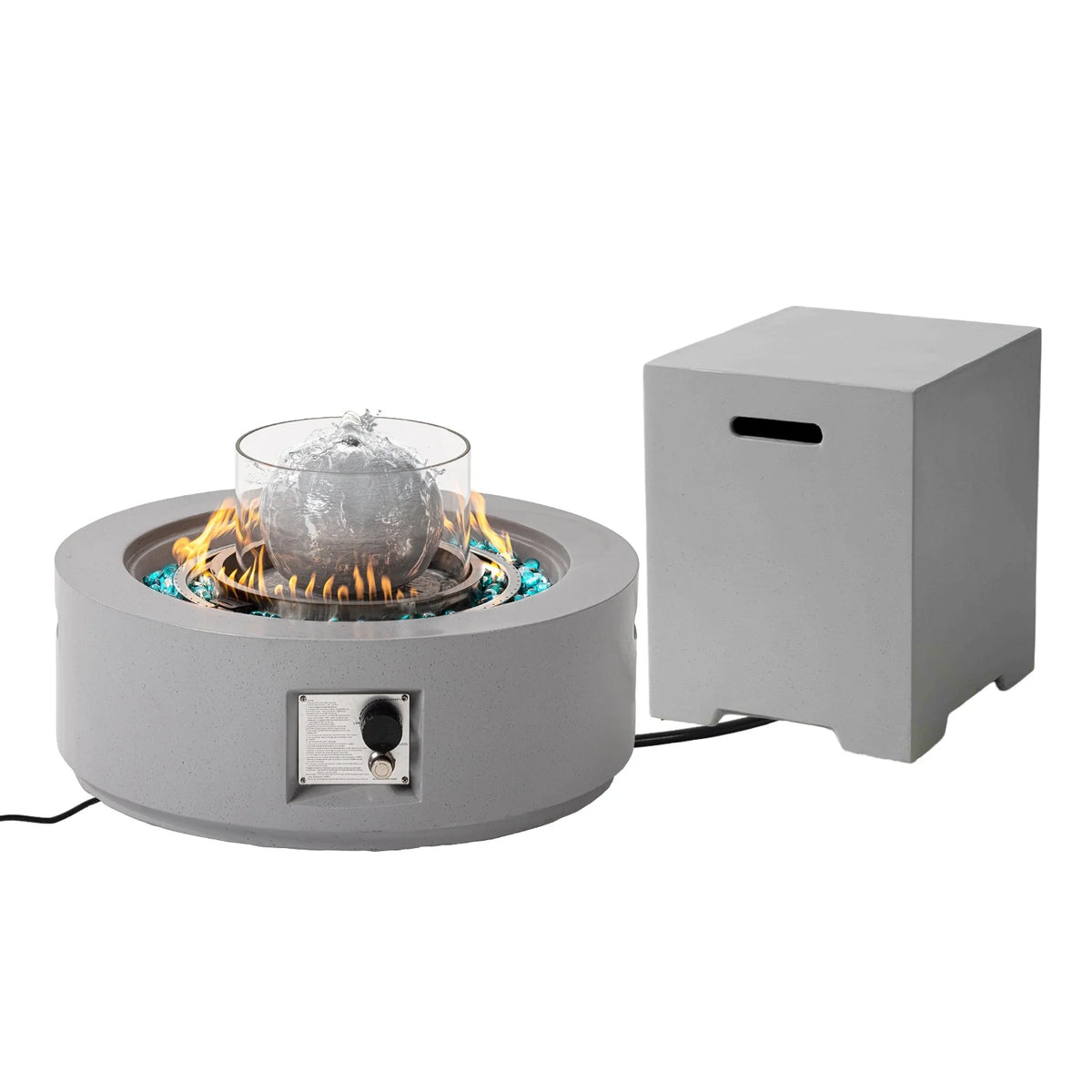 COSIEST 29.3-inch 50,000 BTU Outdoor Propane Fountain Round Fire Pit Table