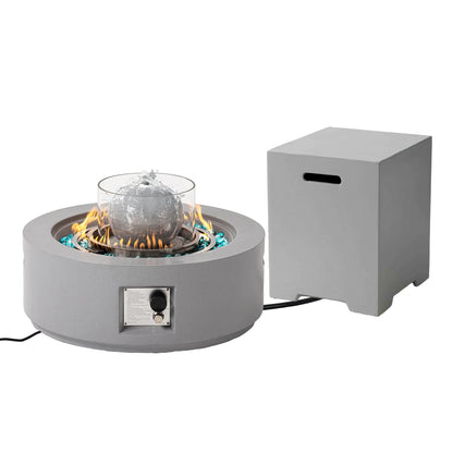 COSIEST 29.3-inch 50,000 BTU Outdoor Propane Fountain Round Fire Pit Table