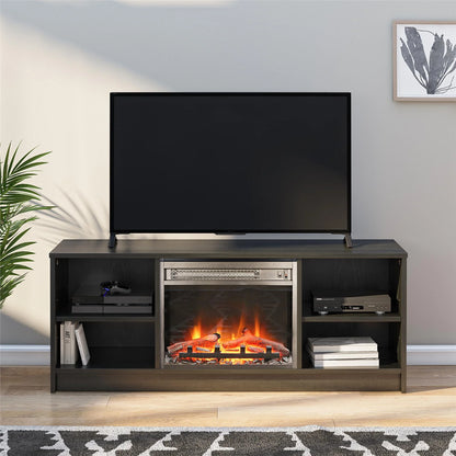 Mainstays Fireplace TV Stand, for TVs up to 55", Black Oak