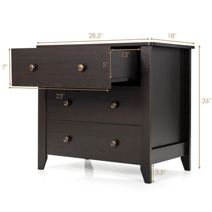 Gymax 3 Drawer Dresser Chest of Drawers Bedside Table for Living Room Bedroom Espresso