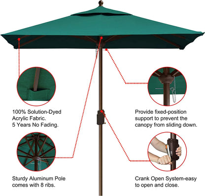 EliteShade Sunumbrella 6x6Ft Square Market Umbrella with Ventilation