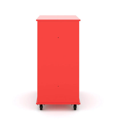Tot Mate Open Double Sided 3 Tier Mobile Shelves Wooden Classroom Bookcase, Red, 36"W x 23"D x 48"H