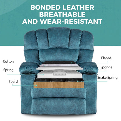 Colerline 40.9" Wide Super Soft and Oversize  Modern Design Velvet Upholstered Manual Recliner Chair with Heating and Massage, Green