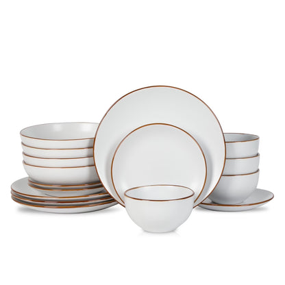 Stone + Lain Brasa Stoneware Collection Dinnerware Set, 32-Piece Service for 8, Blue