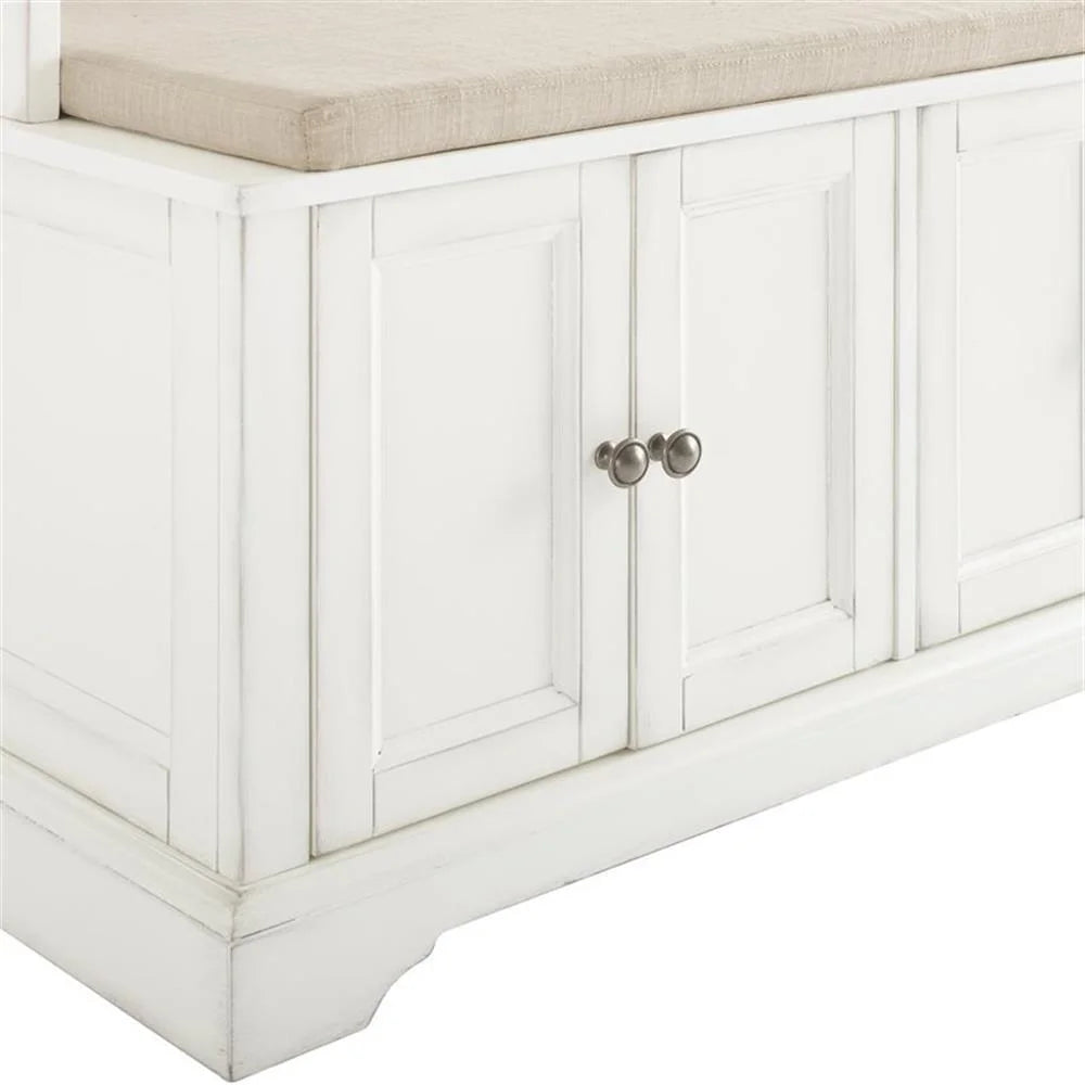 Bowery Hill Traditional Wood Hall Tree in Seafoam Blue/Oatmeal