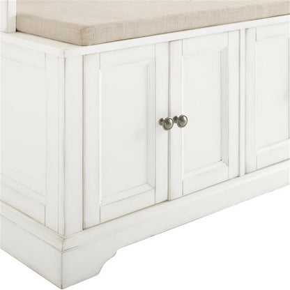 Bowery Hill Traditional Wood Hall Tree in Seafoam Blue/Oatmeal