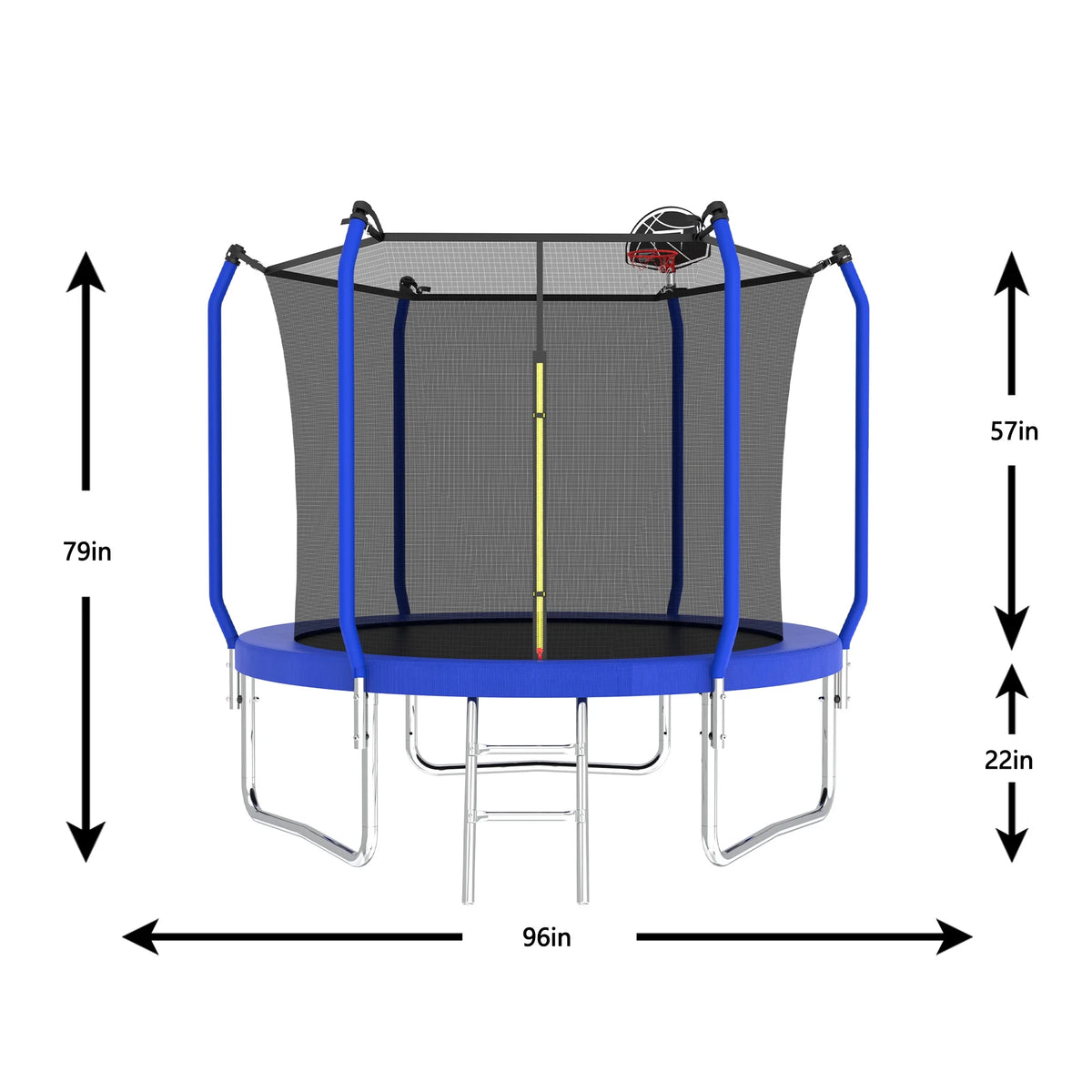 Yoneston 10FT Outdoor Trampoline with Basketball Hoop, 880LBS Heavy Duty Reinforced Trampoline with Safety Enclosure Net and Ladder for Kids Teens Playing Gift, Blue