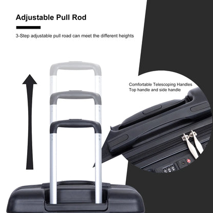 3 Piece Luggage Sets, PC Lightweight Durable Expandable Suitcase with 2 Hooks and TSA Lock, Suitcases with Wheels,21in 25in 29in,Gray