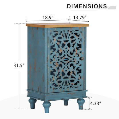 Sophia & William Hollow-Carved Credenzas and Sideboards, Wood Blue, 2 Shelves