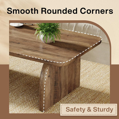 Tribesigns Rectangle Coffee Table, 47-Inch Wood Rectangular Living Room Table