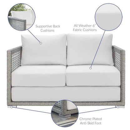 Afuera Living Wicker Patio Loveseat in Gray
