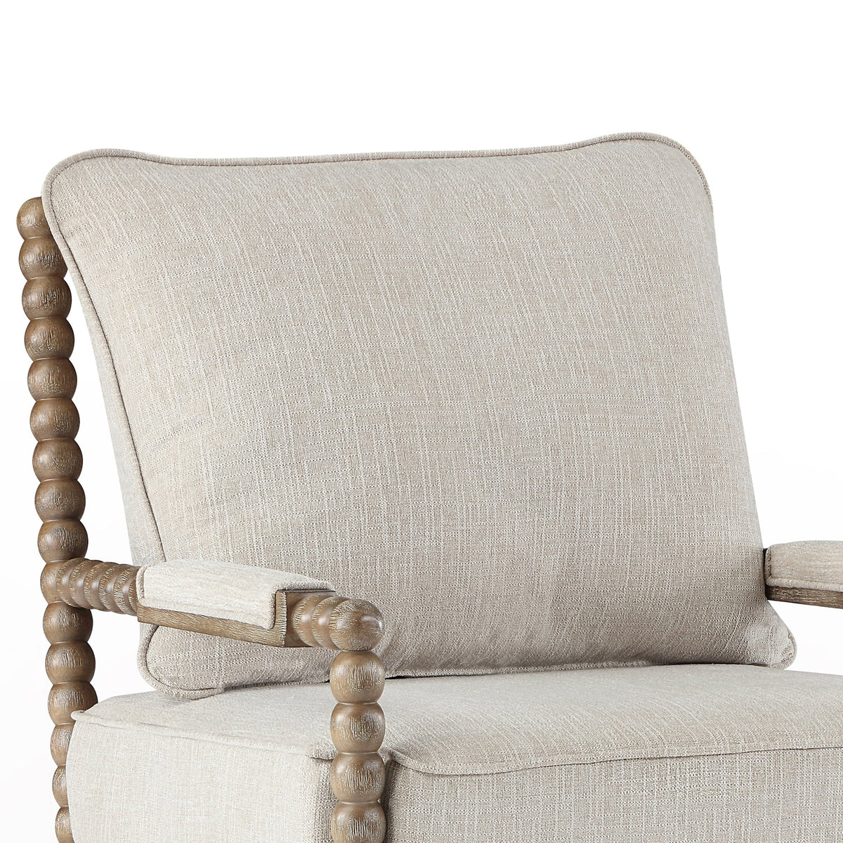 Duhome Upholstered Dining Chair Spindle Spool Accent Chair Linen Fabric Armchair with Wood Frame, Brown+Beige