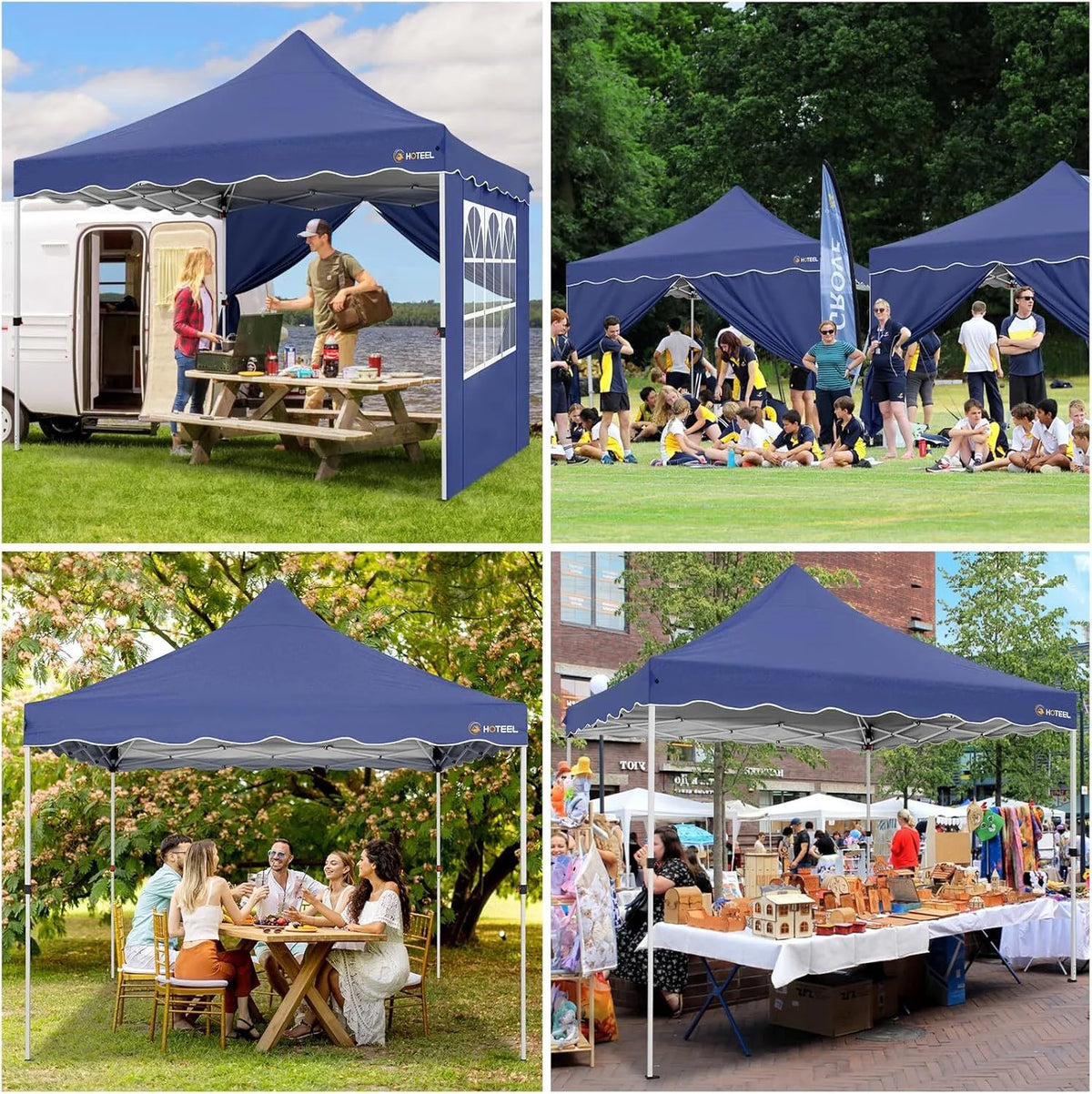 SANOPY 10' x 20' Pop up Canopy Party Tent with 6 Removable Sidewalls, Wave Eave Outdoor Waterproof Patio Gazebo Tent with Carry Bag, Backyards Camping Picnics, Black