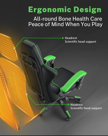 Bigzzia Gaming Chair with Footrest, Gaming Chair for Adult with Headrest and Lumbar Support,Red