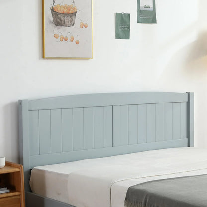 Zimtown Queen Bed Frame,Solid Pine Wood Kids Twin Platform Bed Frame, Bedroom Queen Bed with Headboard for Adults, Gray