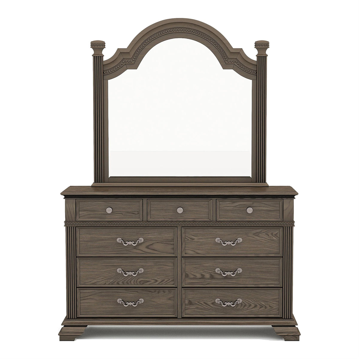 FOA Charo 6pc Gray Wood Bedroom Set-King Nightstands??����?��?