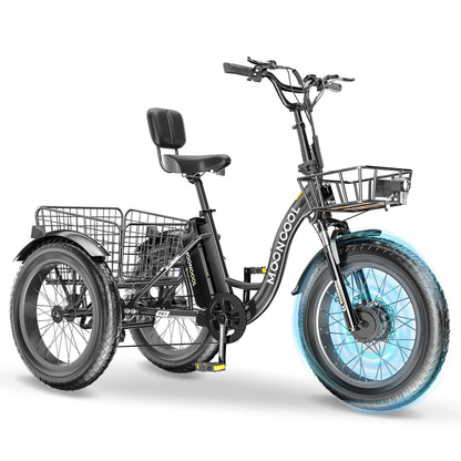 20" x 4" Fat Tire Electric Tricycle for Adult, 7 Speeds Electric Trike 48V 500W Motorized Tricycle , Electric Three Wheels Bicycle for Senior, Aluminum Frame & Rear Basket ,16mph