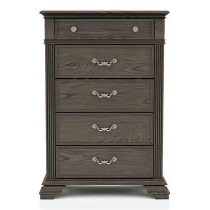 FOA Charo 6pc Gray Wood Bedroom Set-King Nightstands??����?��?