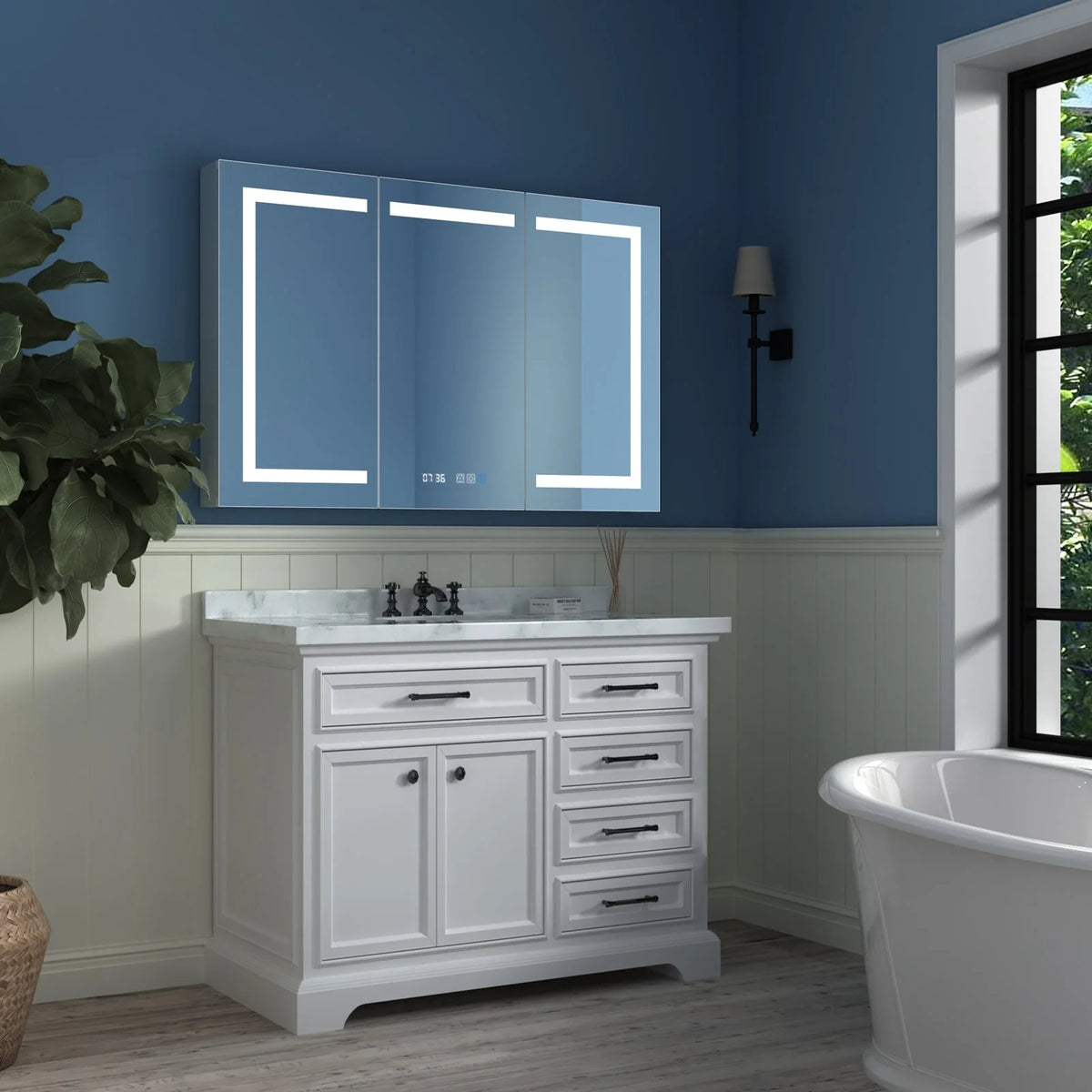 ExBrite   LED Lighted Bathroom Medicine Cabinet with Mirror Recessed or Surface led Medicine Cabinet 48"x 32"