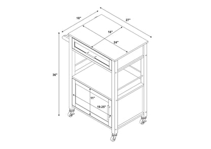 Linon Monett 2-Tier Mobile Serving Cart with Gray Granite Top, 27.75" Length, White
