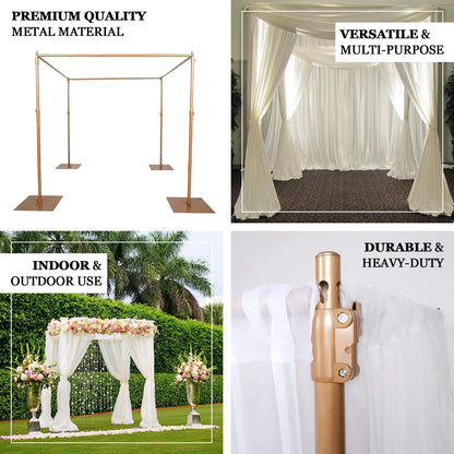 Efavormart 10ft | 4 Post Gold Metal DIY Photography Backdrop Stand, Wedding Arch Canopy Tent
