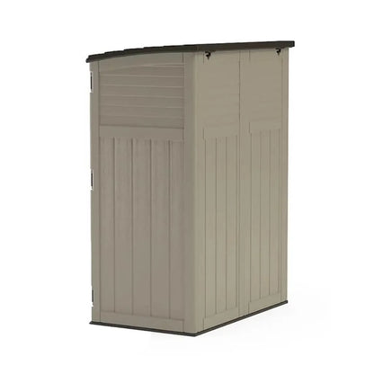 Suncast Large Vertical Shed for Storing Oudoor Tools, & Equipment, Sand