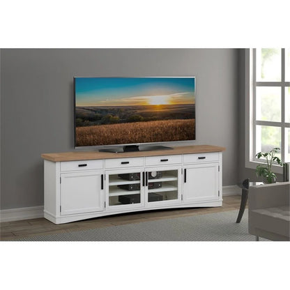 Bowery Hill Americana Wood Modern - Cotton 92" TV Console in White