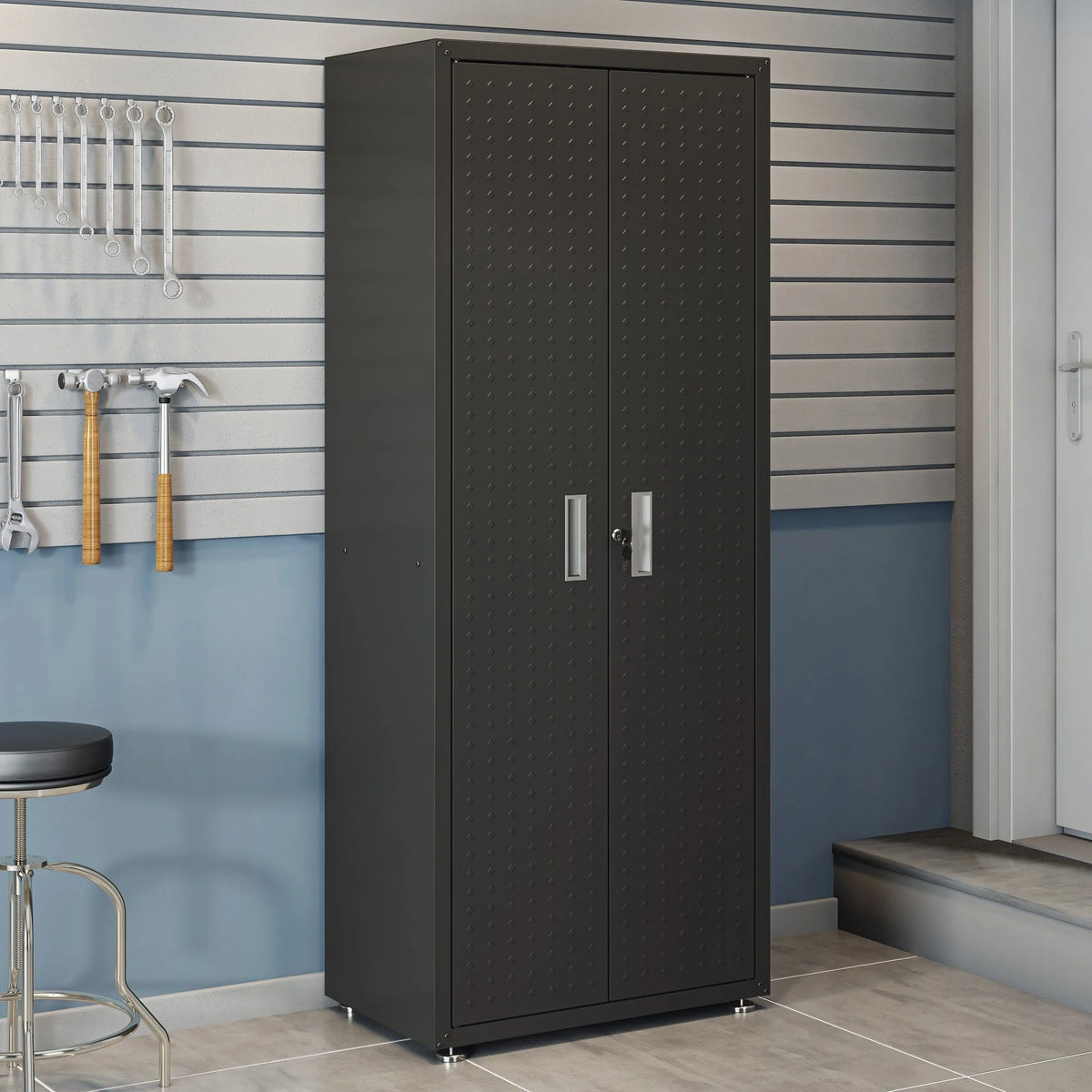 Fortress Textured Metal 75.4" Garage Cabinet with 4 Adjustable Shelves y