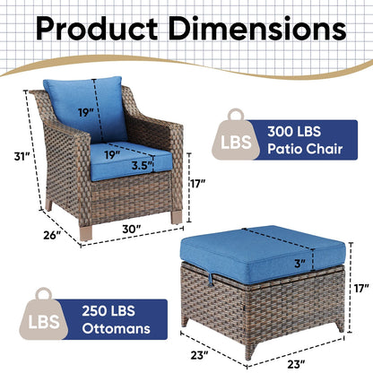 Bellefurn Outdoor Wicker Patio Chairs Set of 2 with Side Table,All-Weather Wicker Rattan Chairs Patio Furniture Chairs for Porch Balcony Backyard Yard Deck