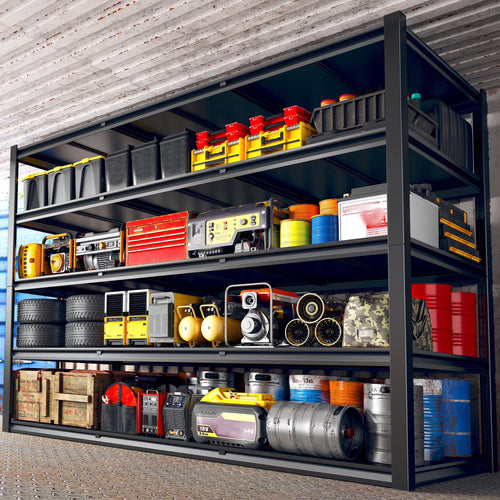REIBII 60" W Garage Shelving 3000LBS Heavy Duty Storage Shelves Adjustable 5 Tier Metal Storage Rack,60" W x 24" D x 72" H