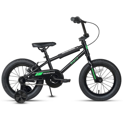 Glerc 14 Inch Little Kids Bike BMX Style Bicycle with Training Wheels Coaster Brake for 3 4 5 Years Old Boys Girls, Blue