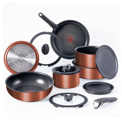 T-fal Ingenio Expertise Nonstick 14-Piece Cookware Set, Induction Oven Safe up to 500F, Detachable Handle, Onyx Black