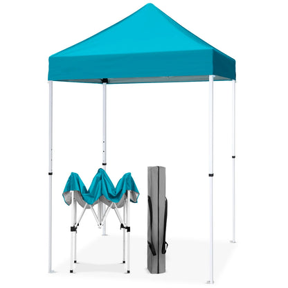EAGLE PEAK 5x5 Pop Up Canopy Tent Instant Outdoor Canopy Easy Set-up Straight Leg Folding Shelter（Blue）