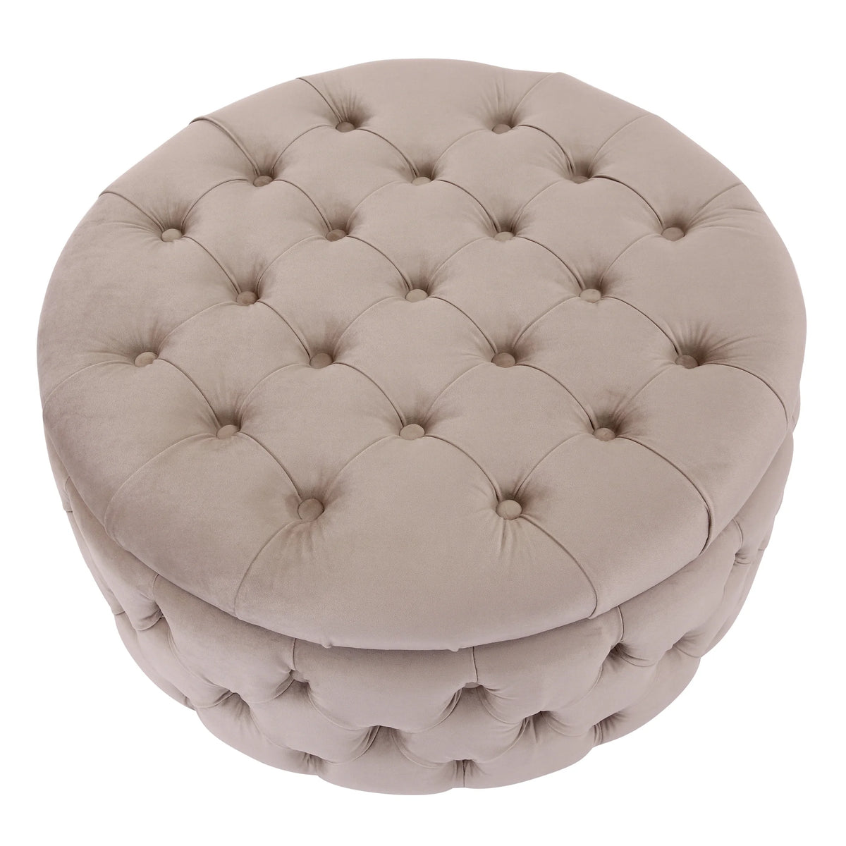 WestinTrends Wordford Round Velvet Tufted Storage Ottoman, Velvet Navy Blue