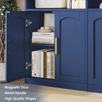 Homfa 73�� Tall Bookcases with Doors, 8 Cubes 6-Tier Double Row Bookshelf, White Bookcase for Living Room Home Office