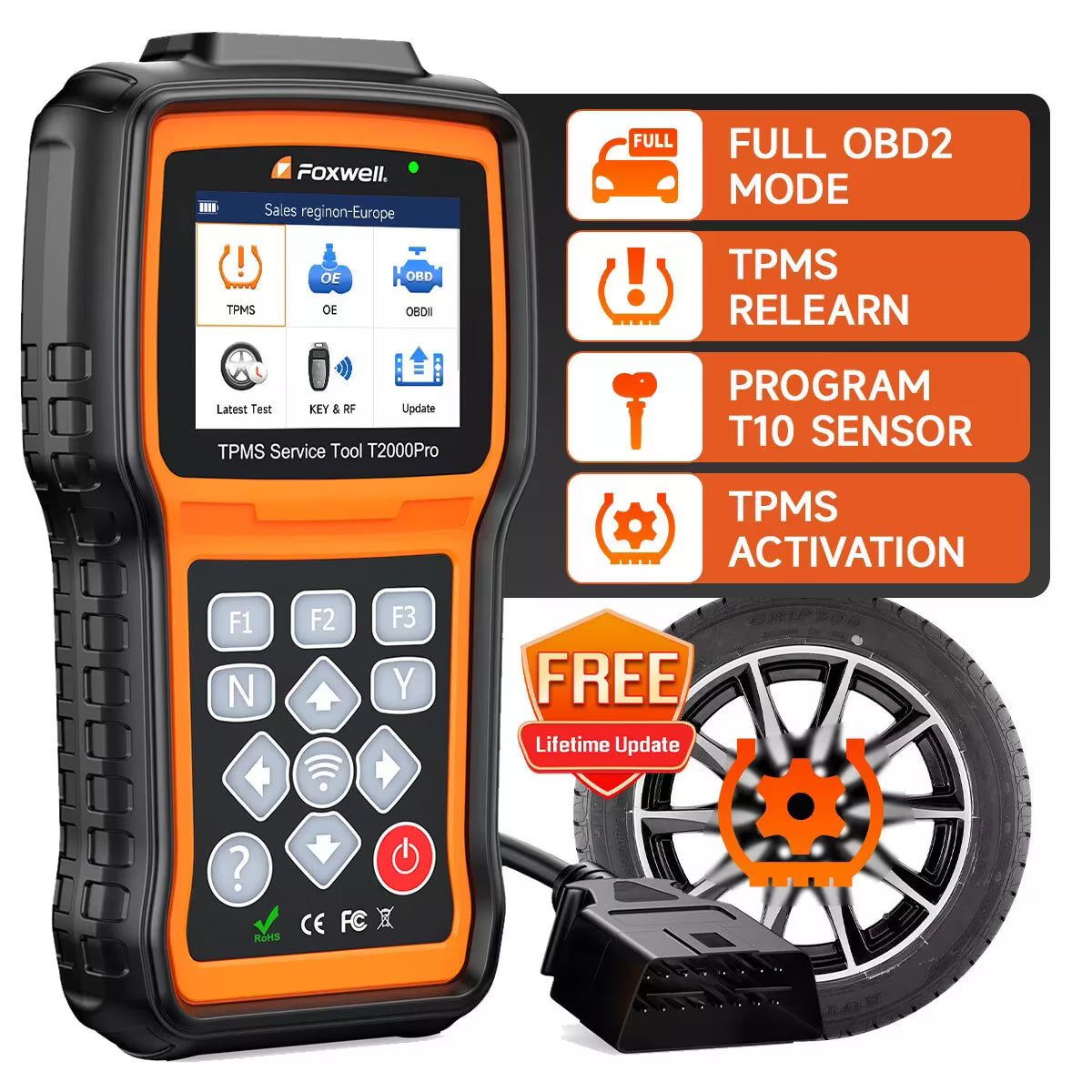 FOXWELL TPMS Reset Tool relearn Tool, Activate/Relearn All Sensors, TPMS Scan Tool Read/Clear DTCs, TPMS Program-ming Tool
