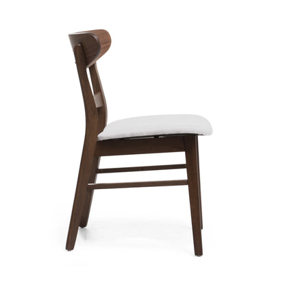 GDFSTUDIO Mid Century Modern Fabric Upholstered Rubberwood Dining Chairs, Set of 2, Dark Gray and Walnut