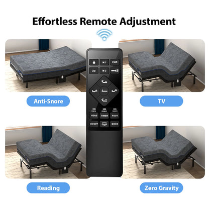 CHITOOMA Electric Adjustable Bed Frame Queen with Massage (4 Modes & 3 Intensities), Wireless Remote, Zero Gravity, 4 USB Ports, Under-Bed Nightlight, 3 Minutes Fast Assembly