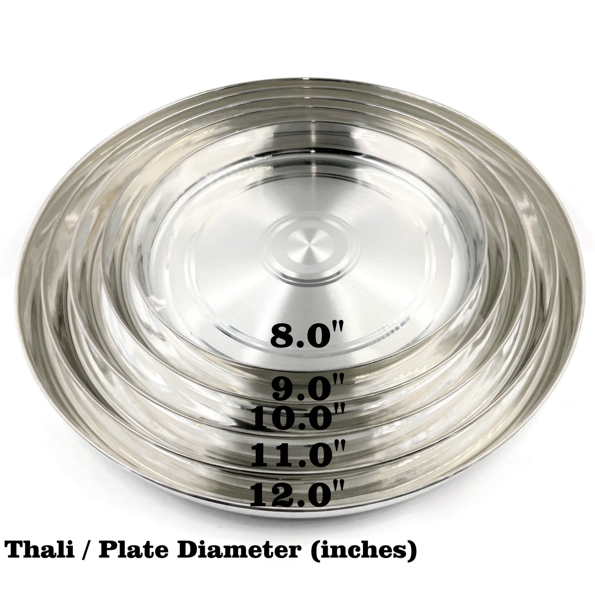 999 Pure Silver Hallmarked Light Weight Indian Dinner Thali - Style#03 Plate Diameter & Weight: 11.0 Inch Thali