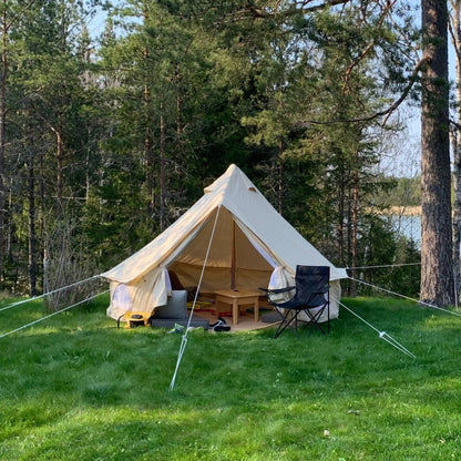 Outdoor Waterproof Family Camping Cotton Canvas Bell Tent Luxury Glamping Yurt Diameter 4M (13.1FT)