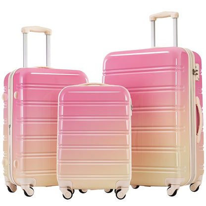 3 Piece ABS Luggage Set, Luggage with Spinner Wheel & TSA  20/24/28 inch, Purple