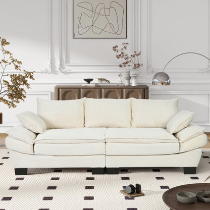 NYBOPAVIS 85.4" Corduroy Sofa, Oversized Loveseat Sofa Couch for Living Room Green