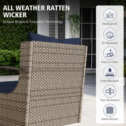 GAZEBETER 2Pcs Wicker Patio Chairs,Modern All Weather Outdoor Ratten Chairs with Seat Cushions and Thicking Back,Beige