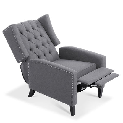 Triple Tree Modern Fabric Foam Wood Solid Print Nailhead Trim Accent Chair, Beige