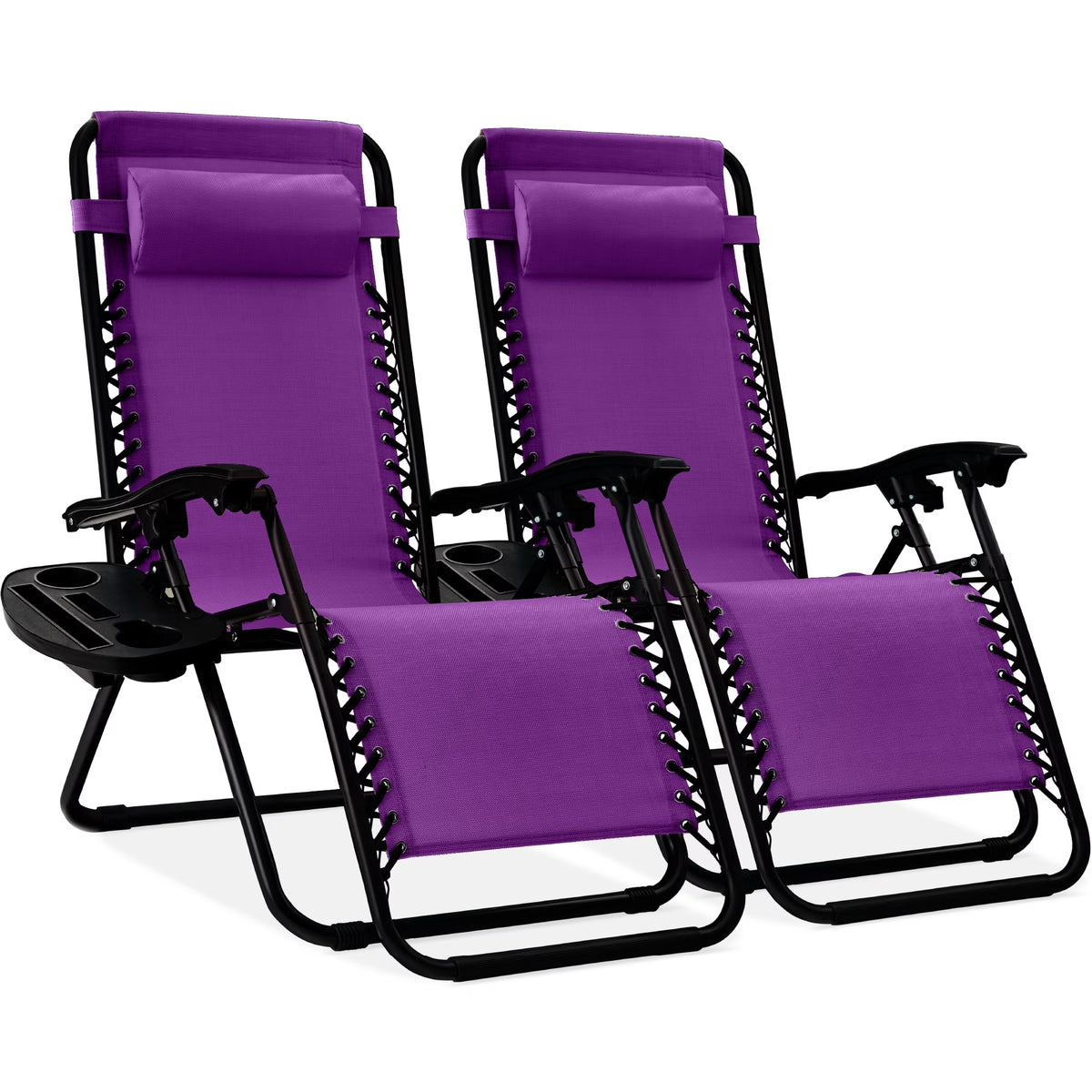 Best Choice Products Set of 2 Zero Gravity Lounge Chair Recliners for Patio, Pool w/ Cup Holder Tray - Gray