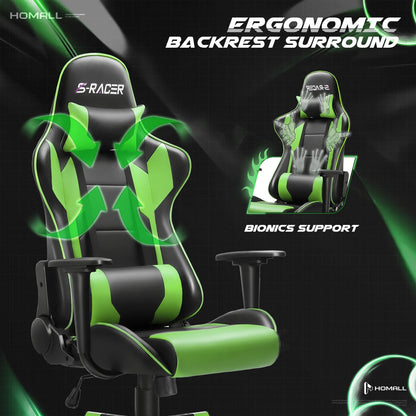 Homall Gaming Chair office Chair with Headrest & Lumbar Support, Pink